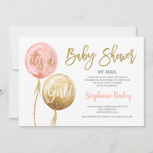 Baby shower per mail meisje kaart (Voorkant)
