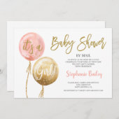 Baby shower per mail meisje kaart (Voorkant / Achterkant)