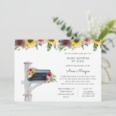 Baby shower per Mail Roos en Zonnebloemen in Mailb Kaart (Staand voorkant)