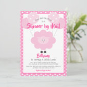 Baby shower per Mail Schattige Roze Lam Modern Een Kaart (Staand voorkant)