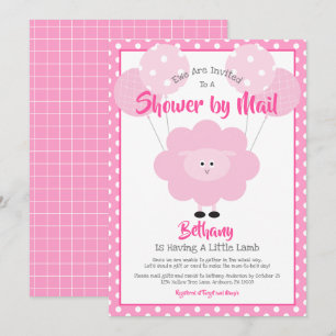 Baby shower per Mail Schattige Roze Lam Modern Een Kaart