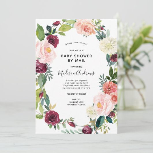 Baby shower per Mail Spring Bloemenuitnodiging Kaart (Staand voorkant)