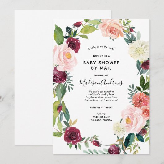 Baby shower per Mail Spring Bloemenuitnodiging Kaart (Voorkant / Achterkant)