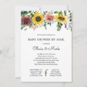 Baby shower per Mail Sunflower Roos Uitnodiging (Voorkant)