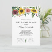 Baby shower per Mail Sunflower Roos Uitnodiging (Staand voorkant)
