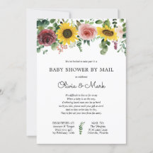Baby shower per Mail Sunflower Roos Uitnodiging