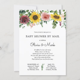 Baby shower per Mail Sunflower Roos Uitnodiging