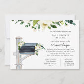 Baby shower per Mail White Flowers in Mailbox Kaart (Voorkant)
