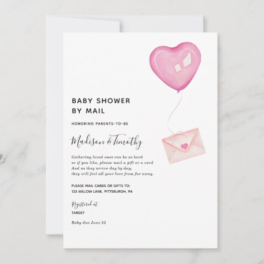 Baby shower per mailuitnodiging kaart (Voorkant)