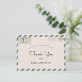 Baby shower per post Bedankt Blue Green Briefkaart (Staand voorkant)