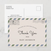 Baby shower per post Bedankt Blue Green Briefkaart (Voorkant / Achterkant)