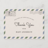 Baby shower per post Bedankt Blue Green Briefkaart (Voorkant)