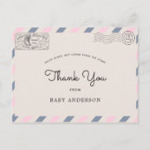 Baby shower per post Bedankt Roze Blauw Briefkaart (Voorkant)