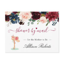 Baby shower per post Bourgondië Blush Navy Floral