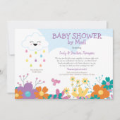 Baby shower per post Cloud regendruppels bloemen Kaart (Voorkant)