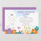 Baby shower per post Cloud regendruppels bloemen Kaart (Voorkant / Achterkant)