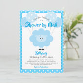 Baby shower per post, Cute Blue Lamb Simple Modern Kaart (Staand voorkant)