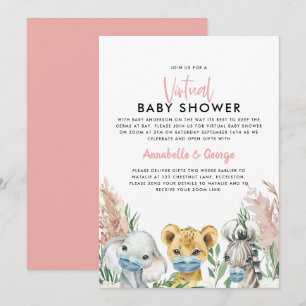Baby shower per post dierlijk kovid masker roze