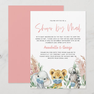 Baby shower per post dierlijk kovid masker roze
