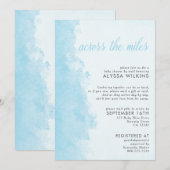 Baby Shower per post Elegante inktwassing blauw Kaart (Voorkant / Achterkant)