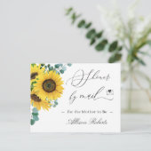 Baby shower per post Elegante Zonnebloemen Eucalyp Briefkaart (Staand voorkant)