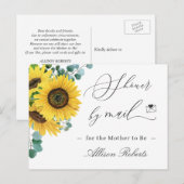 Baby shower per post Elegante Zonnebloemen Eucalyp Briefkaart (Voorkant / Achterkant)