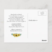 Baby shower per post Elegante Zonnebloemen Eucalyp Briefkaart (Achterkant)