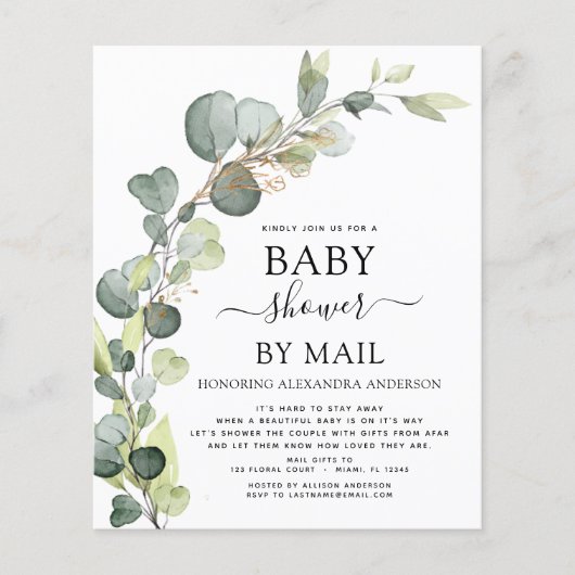 Baby shower per post Eucalyptus Flyer (Voorkant)