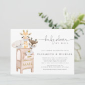 baby shower per post gemaskeerd babydier Goud Kaart (Staand voorkant)