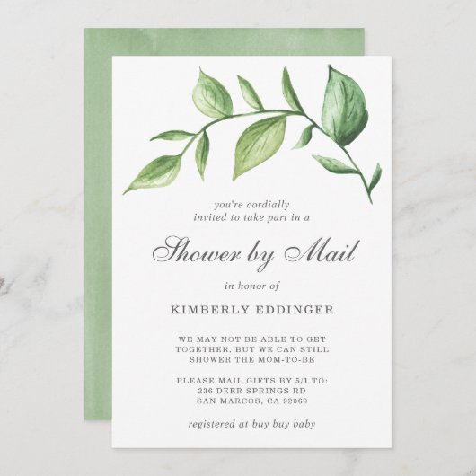 Baby shower per post Genderneutraal Rustic Greener Kaart (Voorkant / Achterkant)