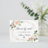 Baby shower per post Geometrische Blush Roze Bloem Briefkaart (Staand voorkant)