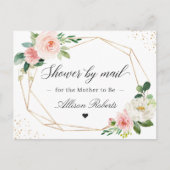 Baby shower per post Geometrische Blush Roze Bloem Briefkaart (Voorkant)