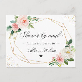 Baby shower per post Geometrische Blush Roze Bloem Briefkaart
