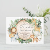 Baby shower per post Greenery Safari Oerwoud Diere Kaart (Staand voorkant)