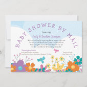 Baby shower per post Kleurrijke Bloemen Vogels Kaart (Voorkant)
