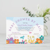 Baby shower per post Kleurrijke Bloemen Vogels Kaart (Staand voorkant)
