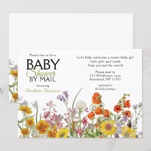 Baby shower per post kleurrijke wilde bloemen kaart