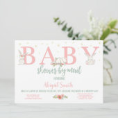 Baby Shower Per Post, Konijn Baby Shower Kaart (Staand voorkant)