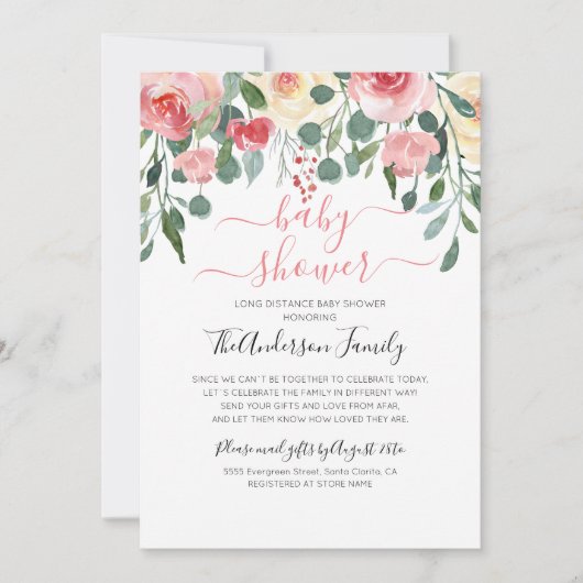 Baby shower per post lange afstand kaart (Voorkant)