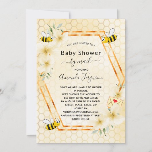 Baby shower per post mam om gele bloem te worden kaart (Voorkant)