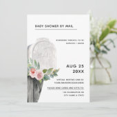 Baby shower per post Minimal Dusty Roos Floral Kaart (Staand voorkant)