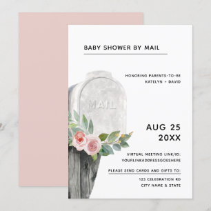 Baby shower per post Minimal Dusty Roos Floral Kaart