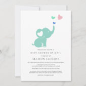 Baby shower per post Mint Green Elephant Kaart (Voorkant)