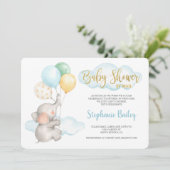 Baby shower per post olifantenjongen kaart (Staand voorkant)