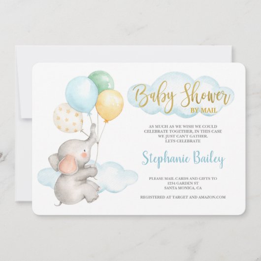 Baby shower per post olifantenjongen kaart (Voorkant)