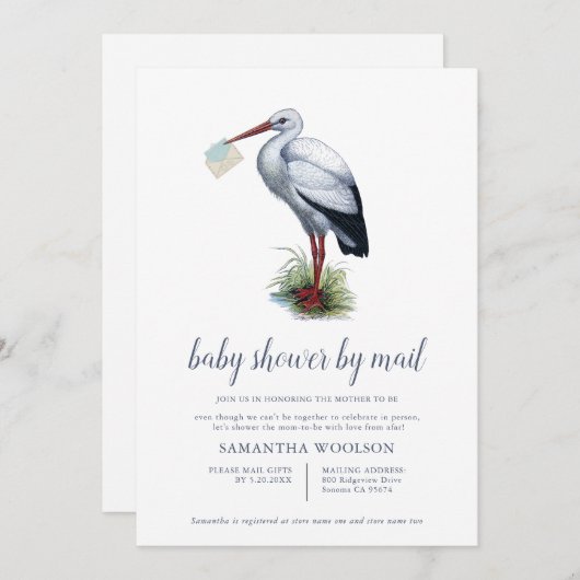 Baby shower per post opslaan kaart (Voorkant / Achterkant)