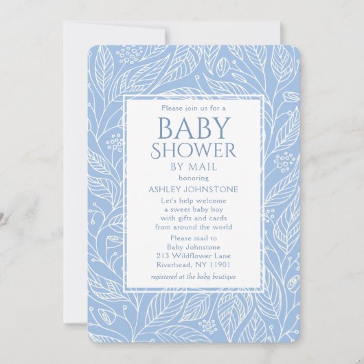 Baby shower per post pastel blauw flessenpatroon kaart (Voorkant)