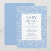 Baby Shower Per Post Pastelblauw Bloemmotief Kaart (Voorkant / Achterkant)