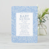 Baby Shower Per Post Pastelblauw Bloemmotief Kaart (Staand voorkant)