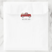 Baby shower per post Red Truck Ronde Sticker (Tas)